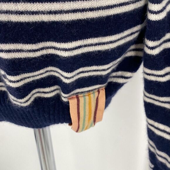 Anthropologie‎ TROVATA Montecito Cashmere Cotton Stripe Sweater Cream/Navy Sz M - Picture 6 of 11